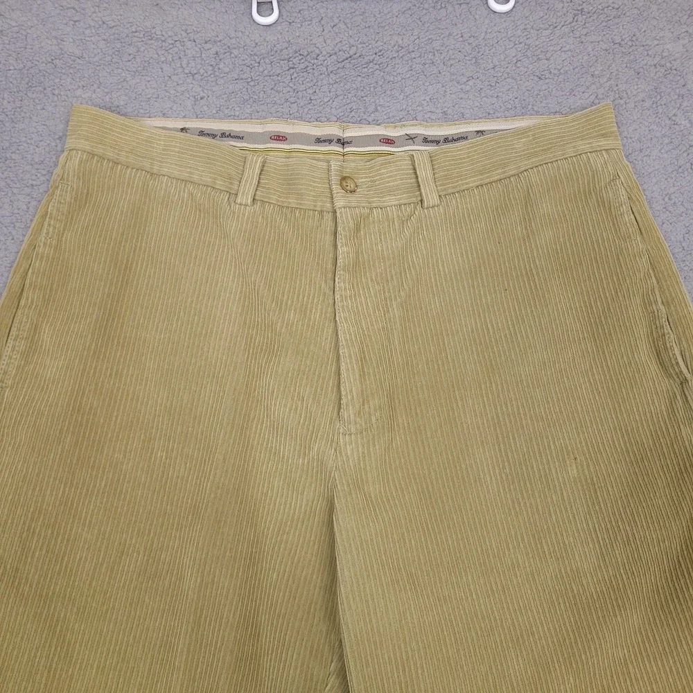 Tommy Bahama Pants Mens 35x32 Brown‎ Tan Silk Blend Corduroy Flat Front Chino